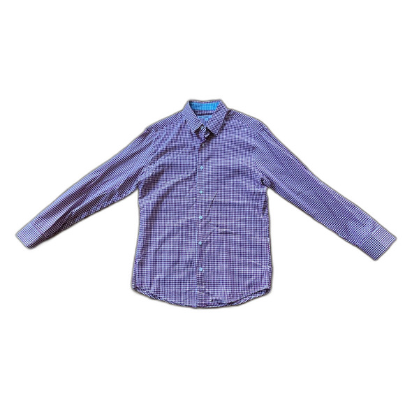 MR TURK Purple Houndstooth Long Sleeve Button Up Shirt   Men’s Size Medium - Picture 3 of 10